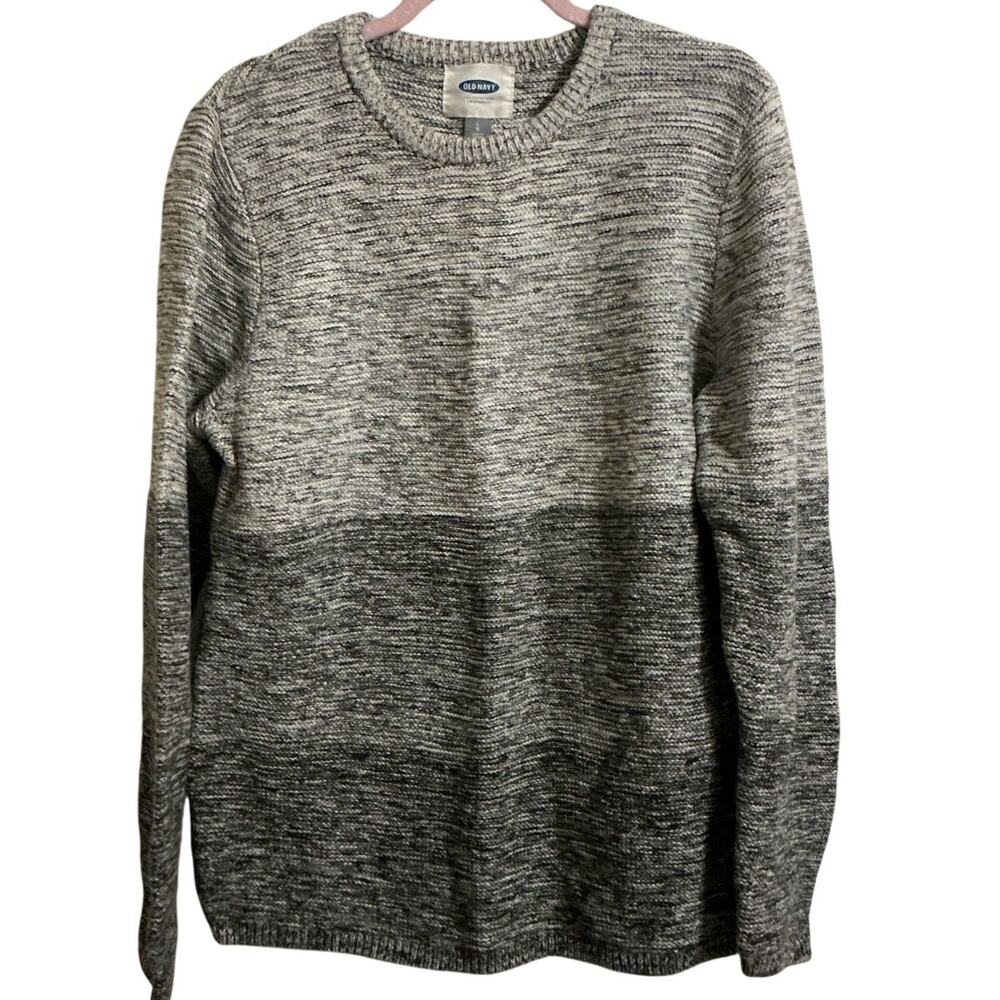 Vintage Old Navy Sweater Mens Large Gray Wool Knit Pullover Grunge Emo